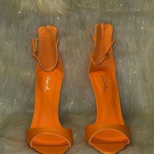 Orange Open Toe Point Heels. Qupid Shoes. New With Box.